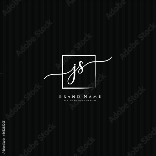 JS Initial Logo in Signature Style for Photography and Fashion Business - Hand Drawn Signature Logo Vector