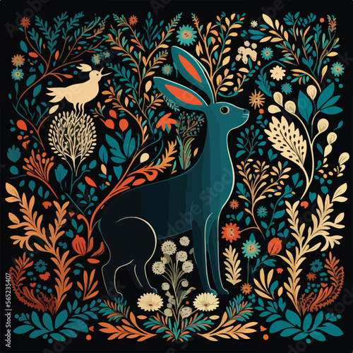 scandinavian folk pattern rabbit