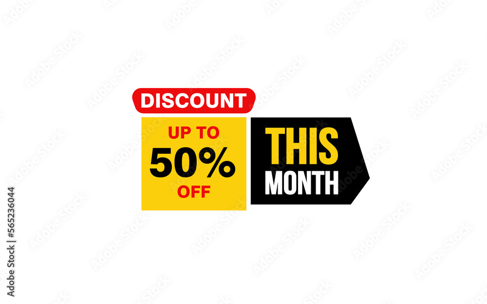 50 Percent THIS MONTH offer, clearance, promotion banner layout with sticker style.
50 Percent THIS MONTH offer, clearance, promotion banner layout with sticker style.