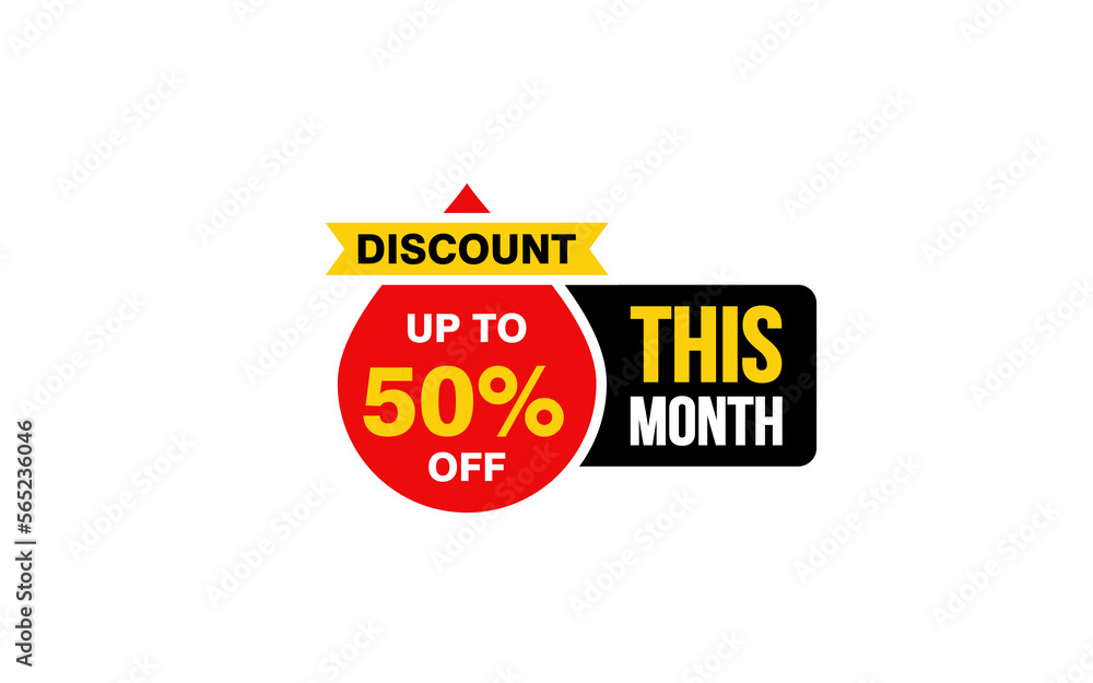 Obraz premium 50 Percent THIS MONTH offer, clearance, promotion banner layout with sticker style. 