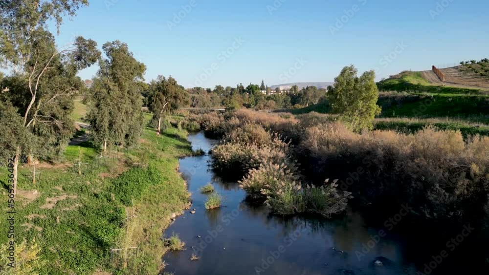 Lash green during the winter- the Jordan river- Yardenit baptism holy Christian site- Religious tourism- Northern Israel