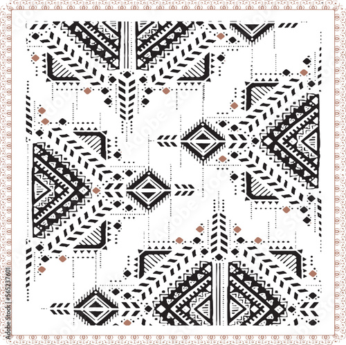 Black Ethnic geometrical pattern Tribal vintage ethnic illustration background vector file