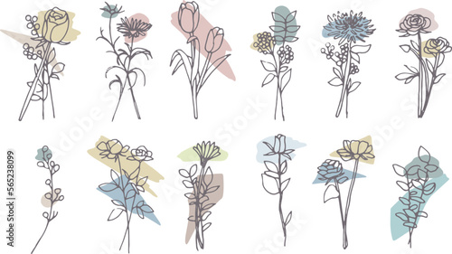 くすみカラーの手書き植物イラスト、ユル可愛い手書きの植物イラスト。植物の線画イラスト。
Dull color handwritten plant illustration, yuletide cute handwritten plant illustration. Line drawing illustration of plant.