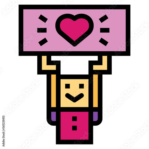 admiration filled outline icon style