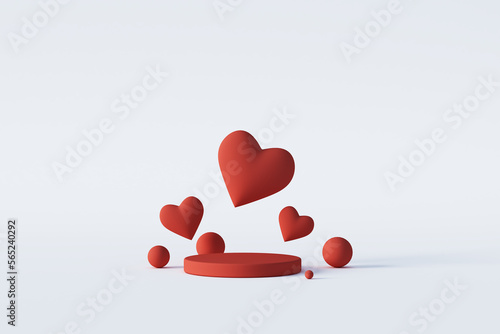 3D rendering cylinder pedestal podium, Minimal wall scene for mockup product display, 