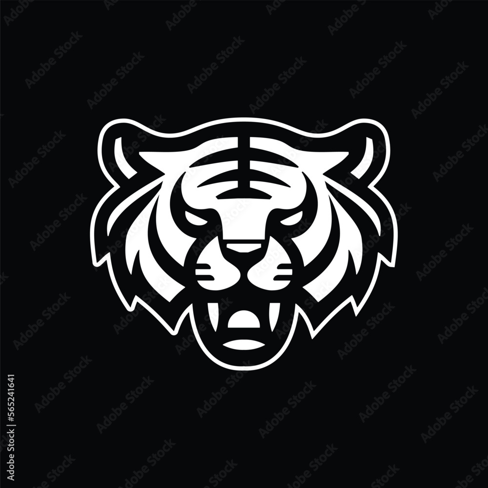 simple tiger head reverse style logo