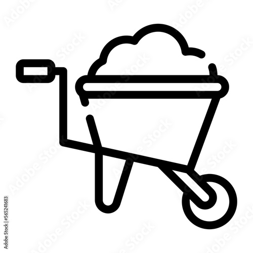 wheel barrow line icon