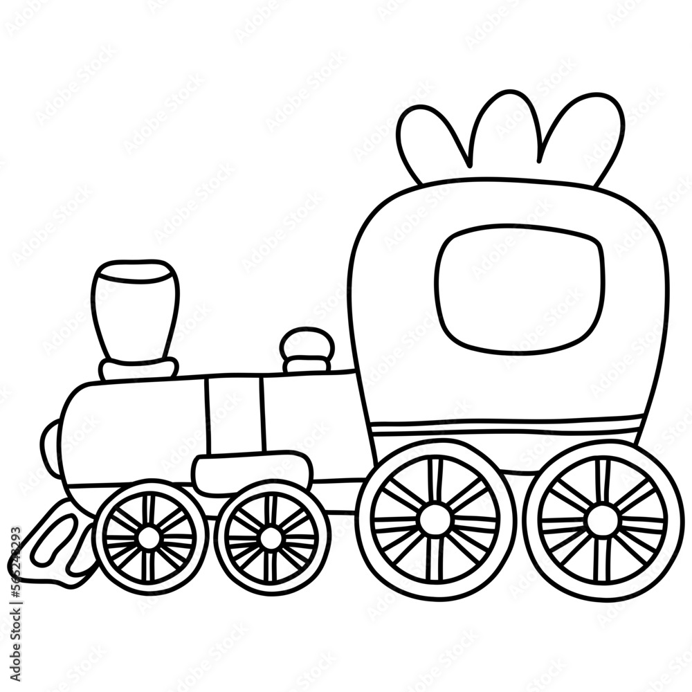 Easter train, Hand-drawn illustration Easter train, Hand-drawn illustration