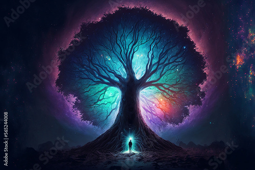 mystical giant tree. Generative AI 