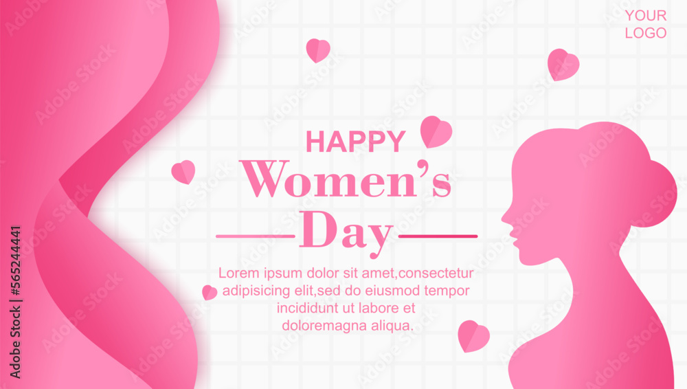 Happy women's day template background with love and heart decoration 