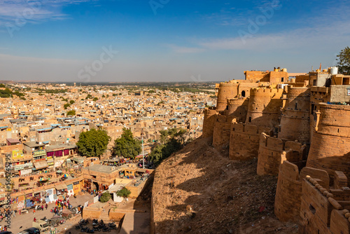 heritage jaisalmer fort vintage architecture city view from different angle at day