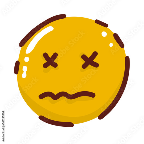 smiling emoji with mouth dissatisfied emoticon isolated on white