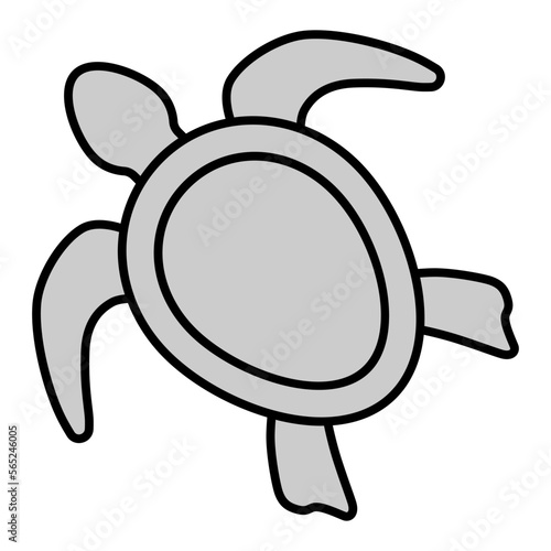 Sea turtle opened flippers, fins in swimming  - icon, illustration on white background, grey style