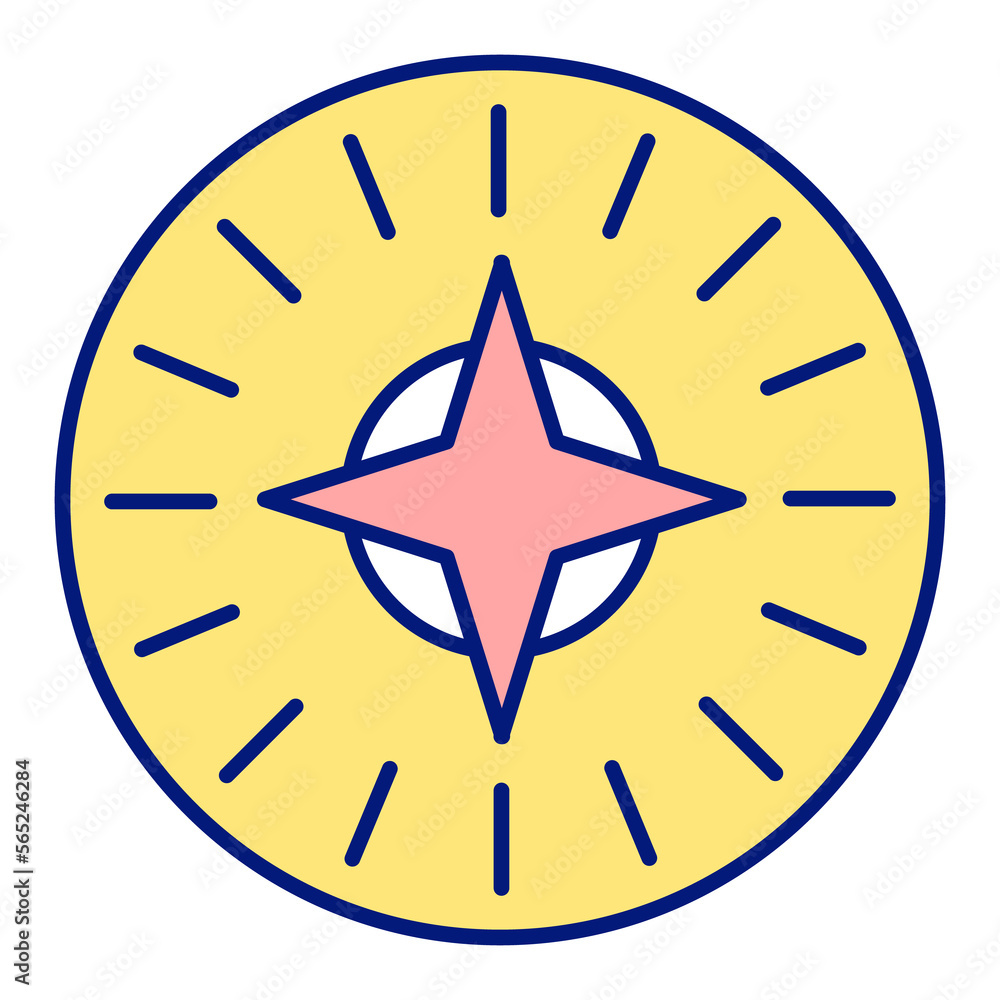 Compass with arrows for navigation - icon, illustration on white background, color style Compass with arrows for navigation - icon, illustration on white background, color style