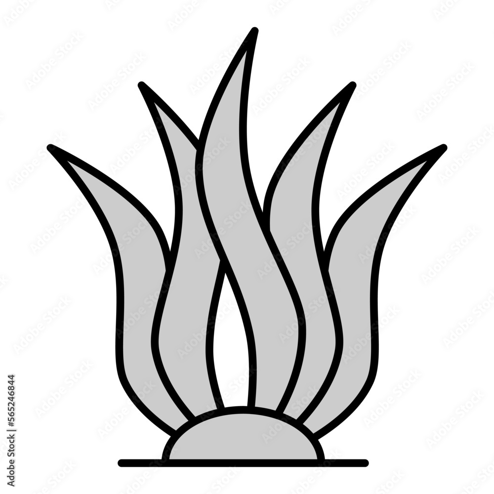 Algae growing on the ocean floor - icon, illustration on white background, grey style Algae growing on the ocean floor - icon, illustration on white background, grey style