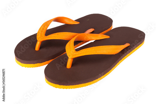 sandals  flip flops color brown orange isolated on white background