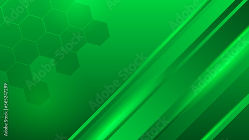 Modern abstract stripes background with green hexagons. Can be used in cover design, book design, website background.