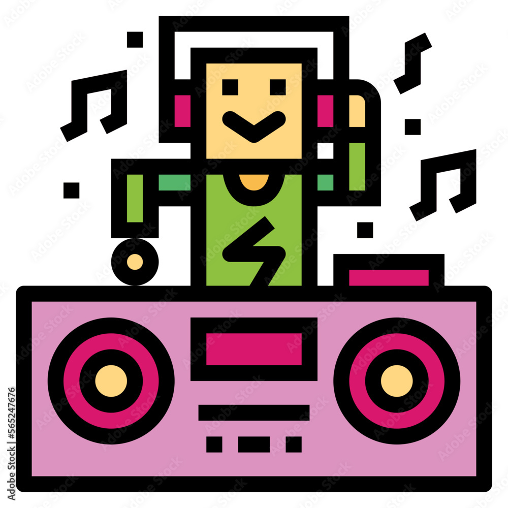 DJ filled outline icon style DJ filled outline icon style