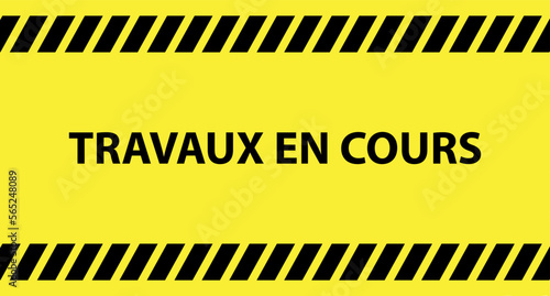 Travaux en cours text on white background. Work in progress in french language.
