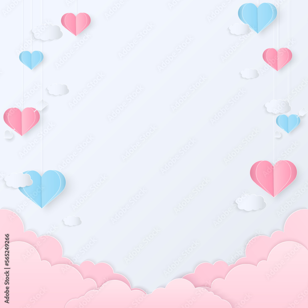 Heart and cloud on white background
