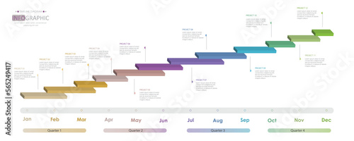 timeline Infographic template for business. 12 Months modern Timeline diagram calendar with  presentation vector infographic.	