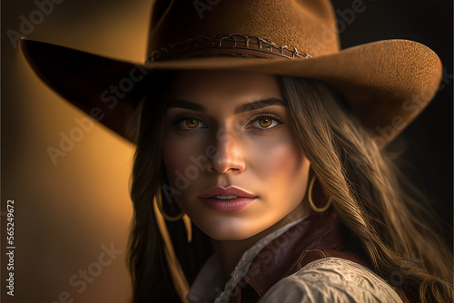 Photorealistic beautiful Cowgirl Vivid Color - Generative AI illustrations