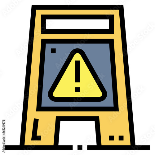 wet floor filled outline icon style