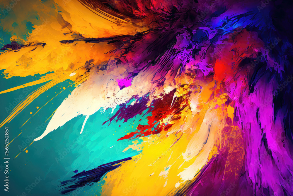 A beautiful and abstract image of a watercolor painting, featuring a mix of vibrant colors and fluid brushstrokes. Generative AI