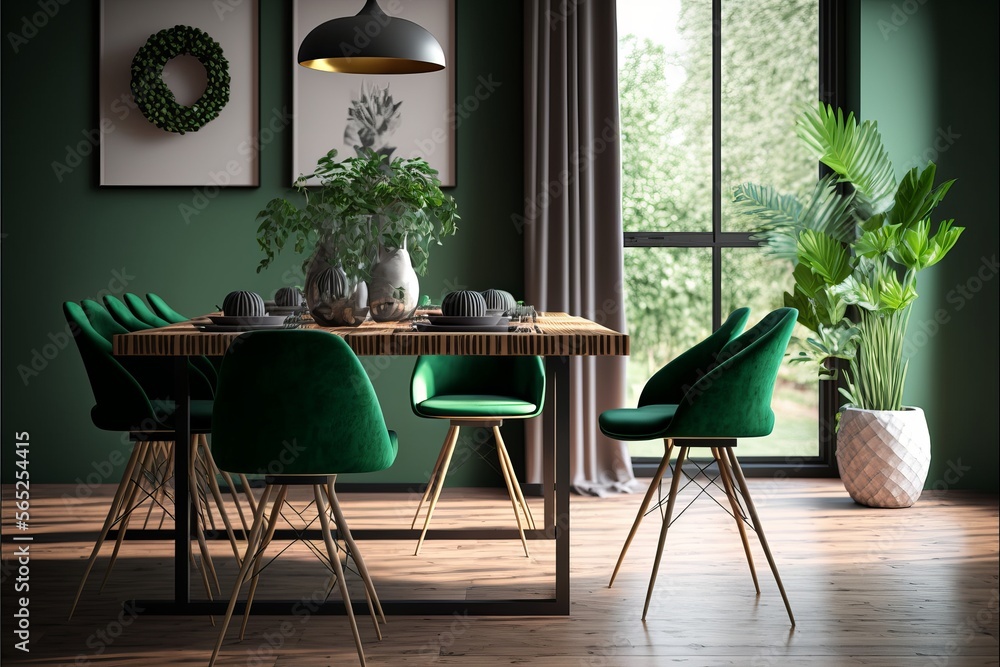 Fototapeta premium Designing a Minimalist Apartment with a Timeless Twist: Using AI-Generated 3D Renderings for Unique Domestic Architecture, Furniture Design, Interior Decor, and Indoor Art Illustrations, Chair, Stofa