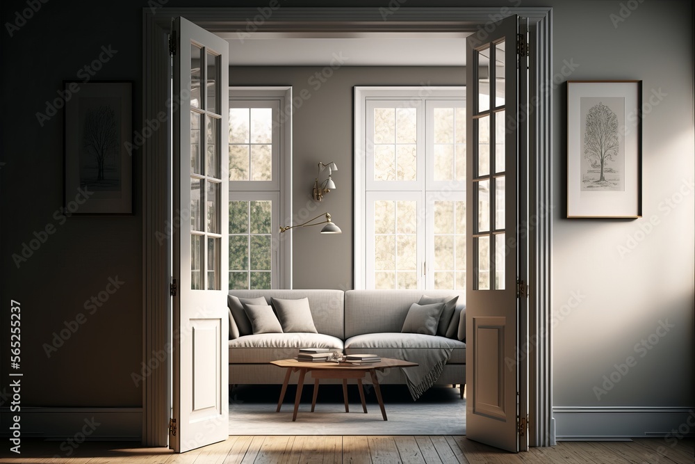 Fototapeta premium Designing a Modern Apartment Interior with a Touch of Mediterranean Style