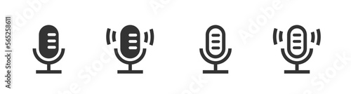 Mic podcast icon simple pictogram vector line outline art, radio studio microphone shape silhouette plain graphic clipart illustration, ui assistant audio sound record symbol logo glyph minimal retro