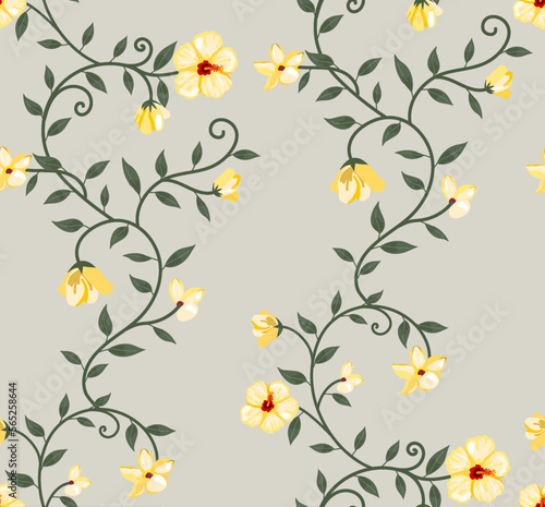 Wallpaper Mural Floral seamless pattern can be used for wallpaper, textile printing hand drawing. Vector illustration of flowers on light background Torontodigital.ca