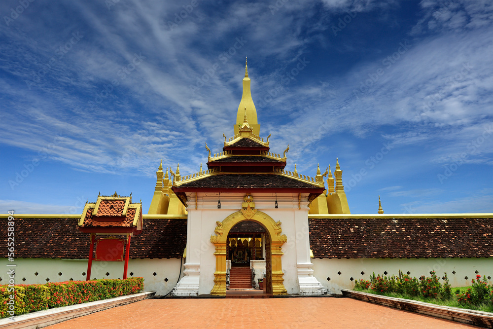 Entrance gate at Pha That Luang temple in Vientiane-Laos