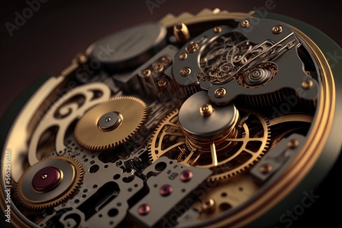 Wallpaper Mural Watch mechanism close up. Precision cogs time. Generated by AI. Torontodigital.ca
