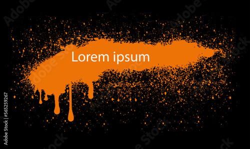 Vector black and orange ink splash, blot and brush stroke Grunge textured element