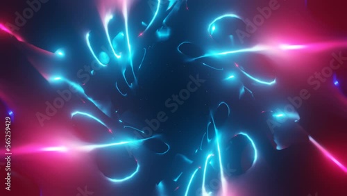purple blue electrical glow energy in a spiral tunnel vj loop 3d background. 4k footage