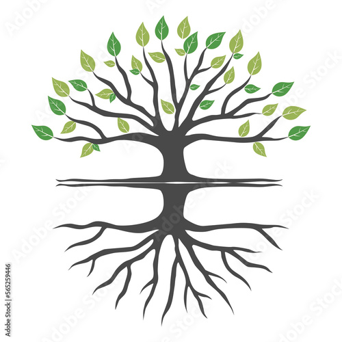 A tree with roots illustration is a visual representation of a tree, showcasing not only its above-ground structure but also its intricate underground root system.