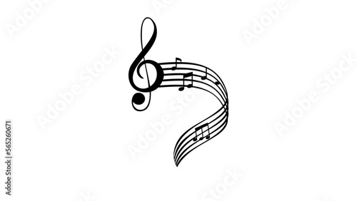 G-clef silhouette, Musical note. Staff treble clef notes musician concept vector isolated on transparent background. Illustration of music sound, tune bass treble, Clef,  photo