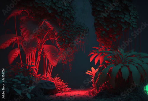 Vibrant AI-Generated 3D Bioluminescent Jungle Render: A Stunning Visualization of Digital Art, Technology, and Nature