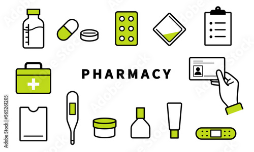 調剤、薬局のアイコンセット_pharmacy icon