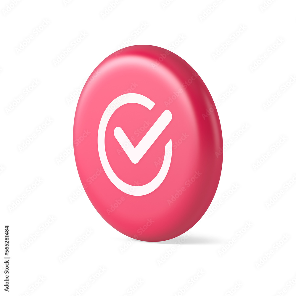 Checkmark in circle done approved button ok acceptance positive vote enter 3d round realistic icon Checkmark in circle done approved button ok acceptance positive vote enter 3d round realistic icon