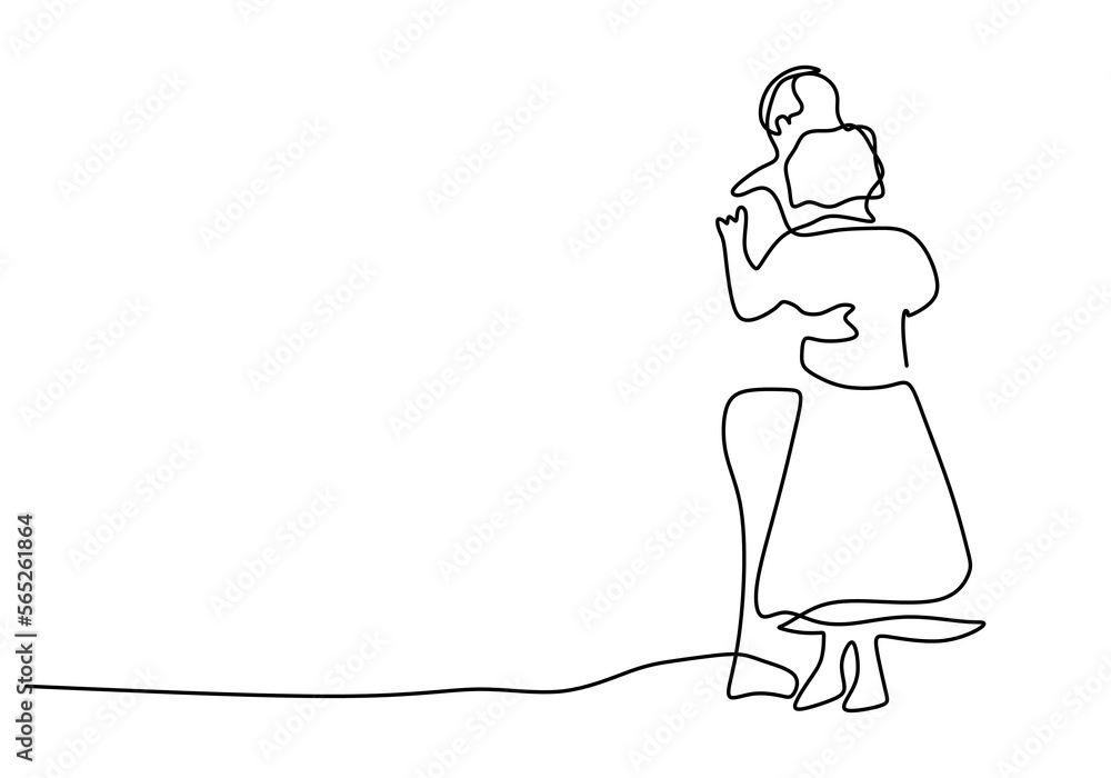 Hand drawing one line of mature couple dancing isolated on white background. Hand drawing one line of mature couple dancing isolated on white background.
