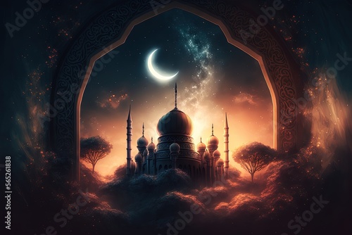 Islamic background with empty copy space good for a special event like Ramadan or Eid Al-Fitr  generative ai 