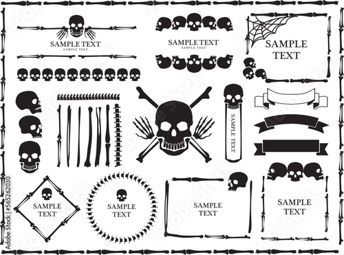 頭蓋骨　髑髏　骸骨　フレーム枠