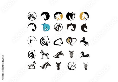 Horse Zebra Icon Set - Isolated On White Background - Vector Illustration, Logo Graphic Design photo