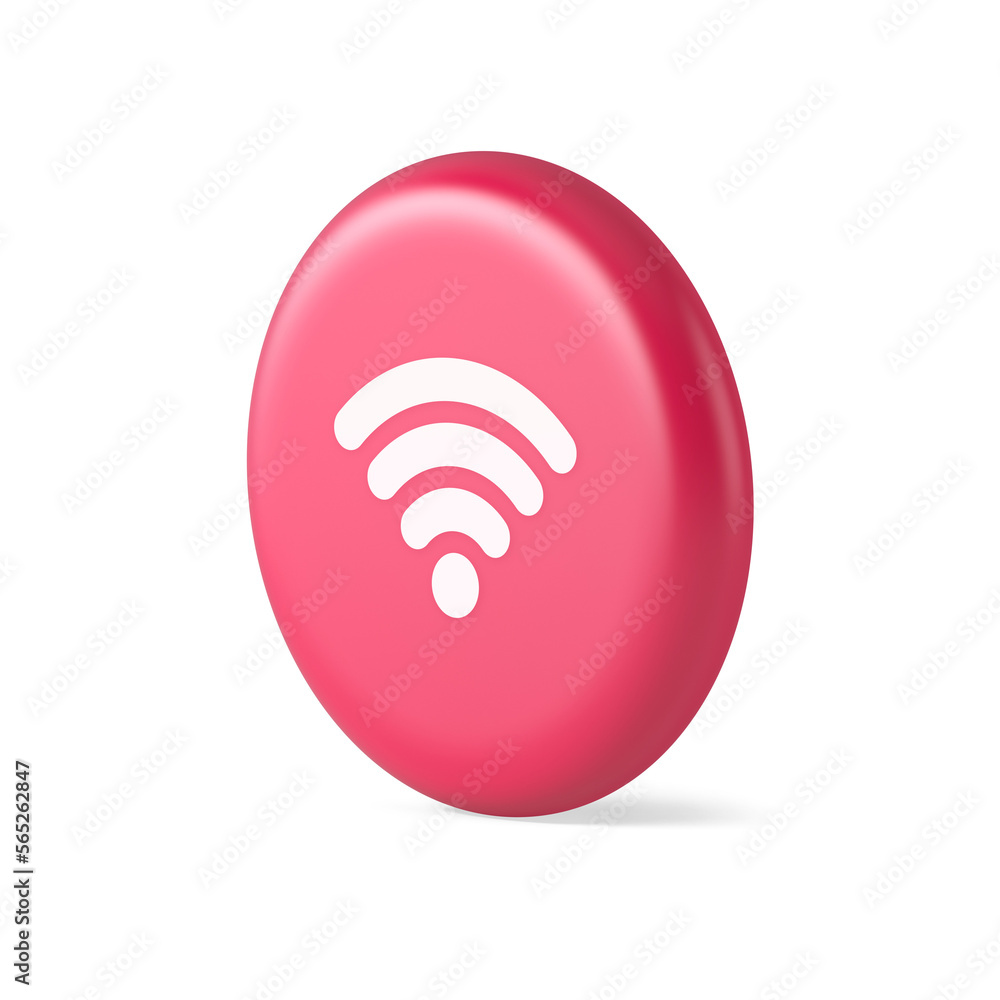 Wi fi internet connection button high speed wireless cyberspace digital network 3d realistic icon Wi fi internet connection button high speed wireless cyberspace digital network 3d realistic icon