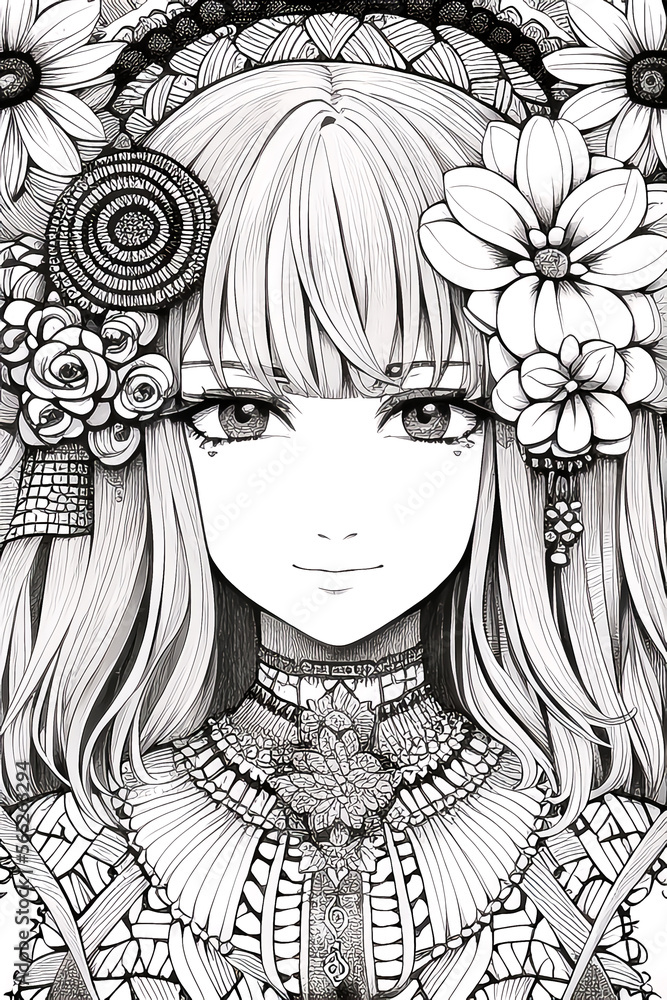 Colouring picture drawn in zentangle style. Coloring Book. Coloring book page Generative AI Content by NovelAI Colouring picture drawn in zentangle style. Coloring Book. Coloring book page Generative AI Content by NovelAI
