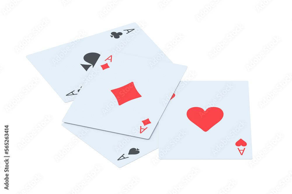 Scattered playing cards isolated on white background. 3d render Scattered playing cards isolated on white background. 3d render