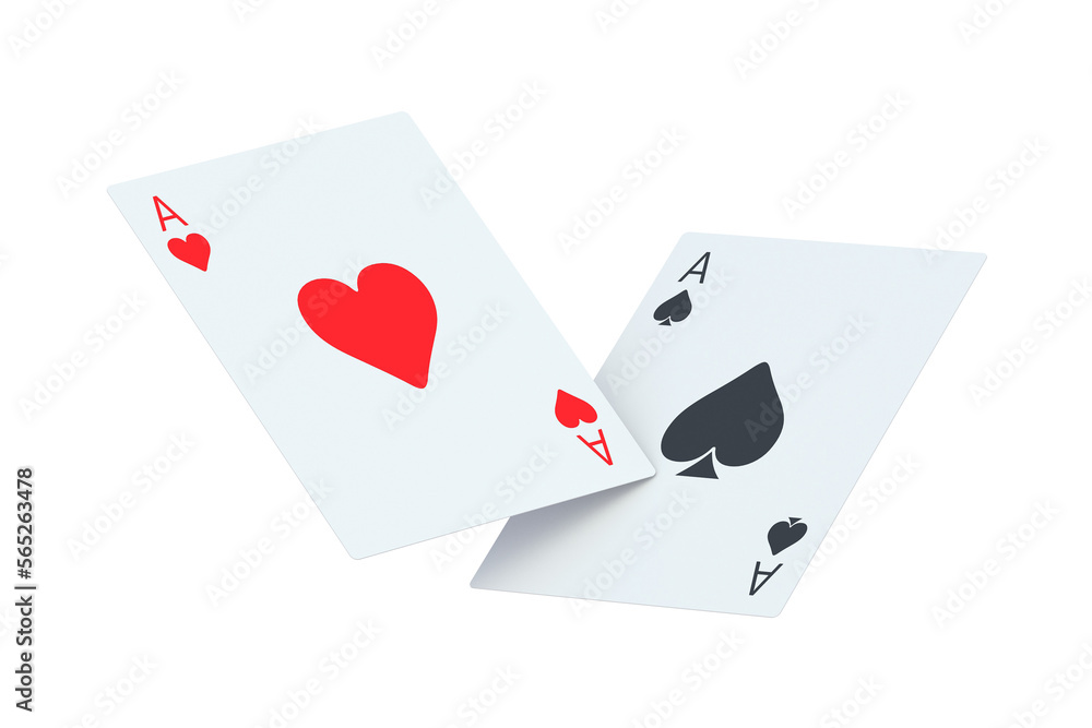 Obraz premium Falling playing cards aces isolated on white background. 3d render