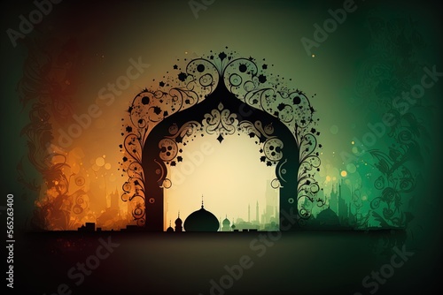 Islamic background with empty copy space good for a special event like Ramadan or Eid Al-Fit vector, generative ai